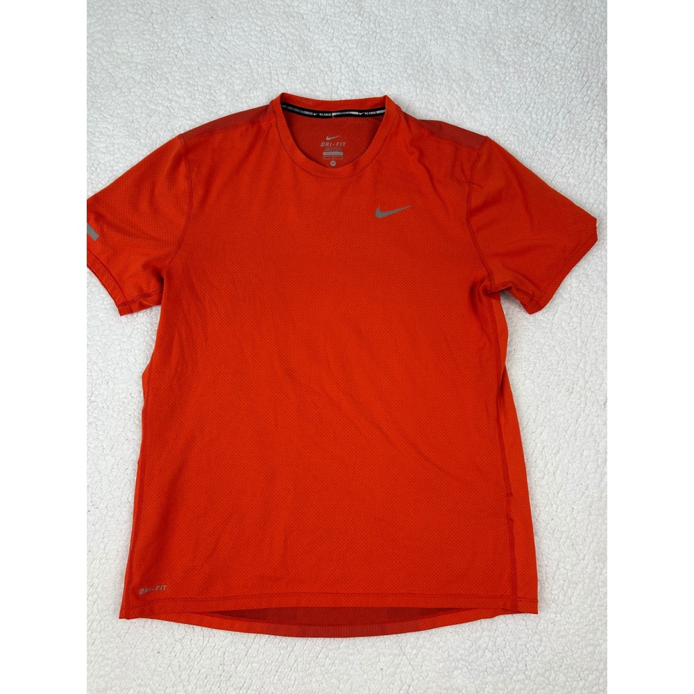 Nike Dri-FIT Women's Running Shirt Reflective Details Athletic Top Orange Medium